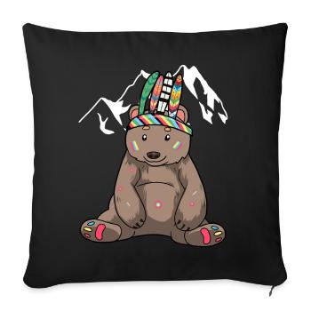 Bear, Brown Bear, Children, Shaman, Hippie - Sofa pillowcase 17,3'' x 17,3'' (45 x 45 cm) - black - Front