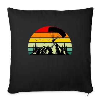 Skydiving rétro montagnes parachute - Housse de coussin décorative 45 x 45 cm - noir - Devant
