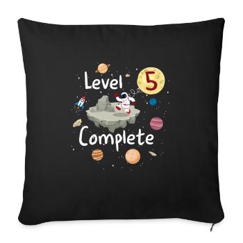 Astronaut 5. Geburtstag Level 5 Complete Weltraum - Sofakissenbezug 45 x 45 cm - Schwarz - Vorne