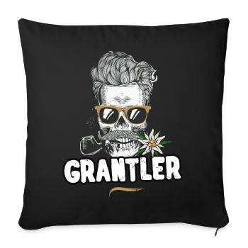 Grantler Totenkopf Bayern Bua Bayrischer Dialekt - Sofakissenbezug 45 x 45 cm - Schwarz - Vorne