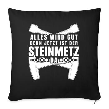 Steinmetz - Sofakissenbezug 45 x 45 cm - Schwarz - Vorne