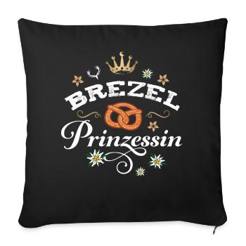Brezel Prinzessin Bayern Dialekt Bayrisches Madl - Sofakissenbezug 45 x 45 cm - Schwarz - Vorne