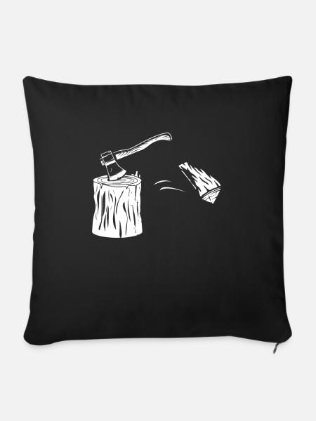 Holz Spalten Axt Geschenk - Sofakissenbezug 45 x 45 cm - Schwarz