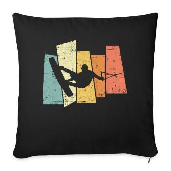 Rétro Wakeboard Wakeboard Wakeboard rétro Wakeboard Wakeboard - Housse de coussin décorative 45 x 45 cm - noir - Devant