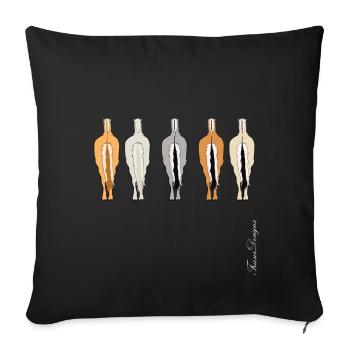 Cheval de fjords norvégiens différents plis de couleurs - Housse de coussin décorative 45 x 45 cm - noir - Devant
