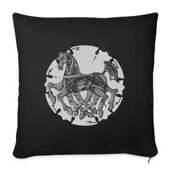 Odins cheval Sleipnir un design viking cool - Housse de coussin décorative 45 x 45 cm - noir - Devant