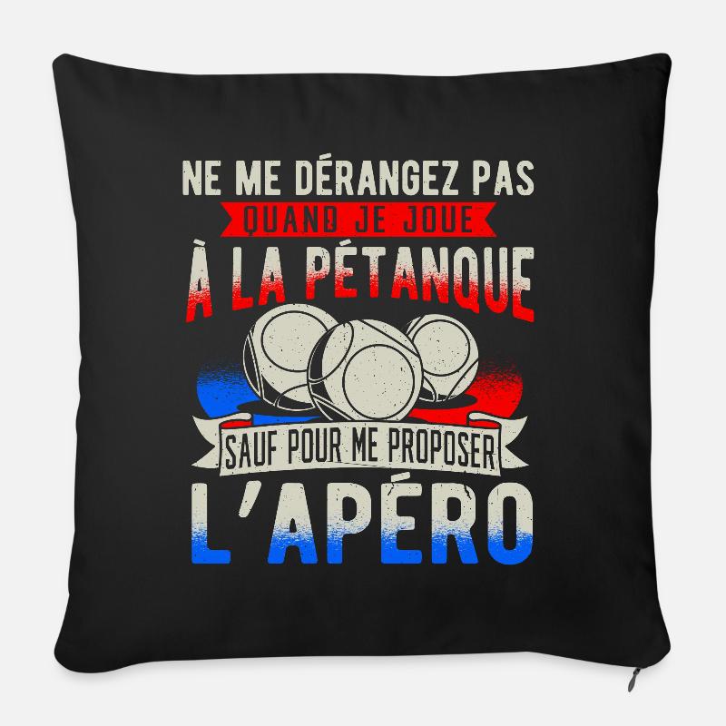 Petanque Pétanque - Housse de coussin décorative 45 x 45 cm - noir