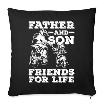 Motocross Père et Son Bike Moto Fils Papa - Housse de coussin décorative 45 x 45 cm - noir - Devant