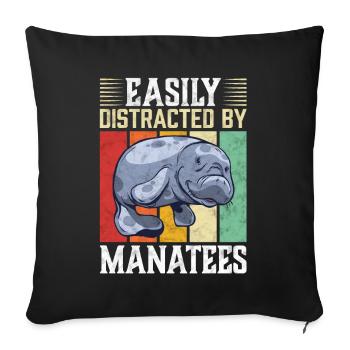 Easy to distract by manatee marine mammals - Sofa pillowcase 17,3'' x 17,3'' (45 x 45 cm) - black - Front