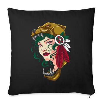 Aztec Woman Mexican Girl Hecho En Mexico - Housse de coussin décorative 45 x 45 cm - noir - Devant