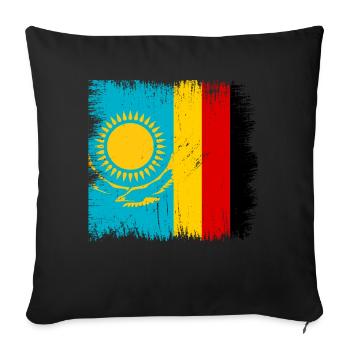 Kazakhstan Allemagne drapeau Kazakhstan - Housse de coussin décorative 45 x 45 cm - noir - Devant