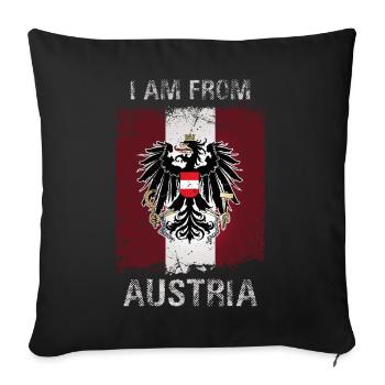 Österreich I am from Austria Retro Fahne Flagge - Sofakissenbezug 45 x 45 cm - Schwarz - Vorne