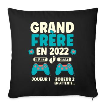 Futur Grand Frère 2022 Cadeau Annonce Grossesse - Housse de coussin décorative 45 x 45 cm - noir - Devant