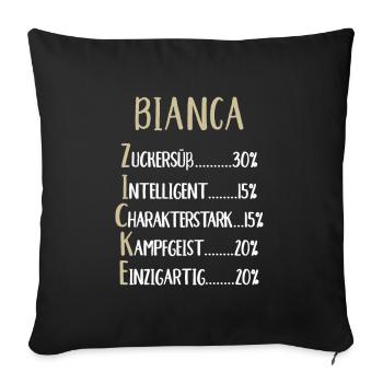 Bianca Namenstag Vorname Bianca Geschenk Name - Sofakissenbezug 45 x 45 cm - Schwarz - Vorne