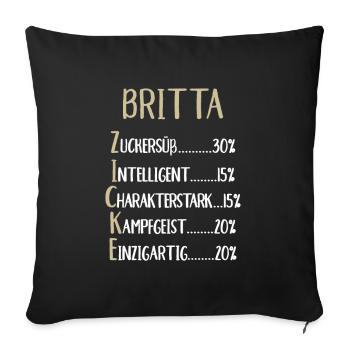 Britta Namenstag Vorname Britta Geschenk Name - Sofakissenbezug 45 x 45 cm - Schwarz - Vorne