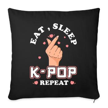 K-Pop Eat Sleep Kpop Repeat - Housse de coussin décorative 45 x 45 cm - noir - Devant