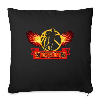 Basket-ball filles - Housse de coussin décorative 45 x 45 cm - noir - Devant