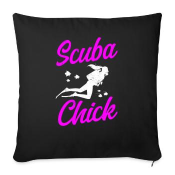 Diving Diver Girl Scuba Chick - Housse de coussin décorative 45 x 45 cm - noir - Devant