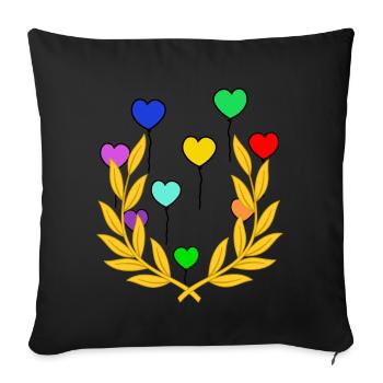 Lorbeerkranz Luftballons Sieg Sieger Gewinner - Sofakissenbezug 45 x 45 cm - Schwarz - Vorne