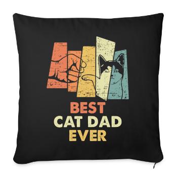 Vintage Best Cat Dad Ever Bump Fit - Housse de coussin décorative 45 x 45 cm - noir - Devant