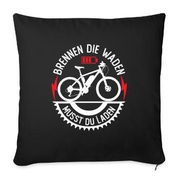 E-Bike MTB und Fahrrad mit Cyclist auf Tour test - Sofakissenbezug 45 x 45 cm - Schwarz - Vorne