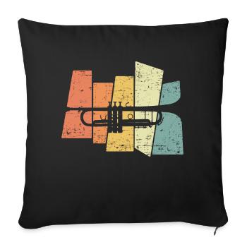 021 trumpets silhouetteRetro trompette cadeau pour - Housse de coussin décorative 45 x 45 cm - noir - Devant