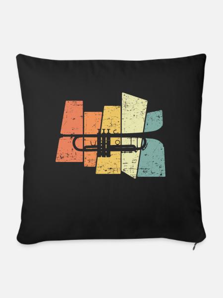 021 trumpets silhouetteRetro Trompete Geschenk für - Sofakissenbezug 45 x 45 cm - Schwarz