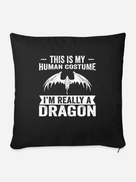 Dragon Drachen - Sofakissenbezug 45 x 45 cm - Schwarz