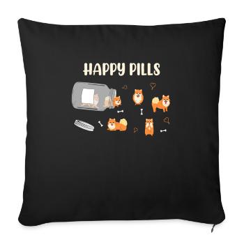 Nains de happy pills chiens Pomeranian chien - Housse de coussin décorative 45 x 45 cm - noir - Devant