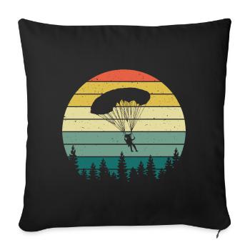 Rétro parapente Silhouette Skydiving Parapente - Housse de coussin décorative 45 x 45 cm - noir - Devant