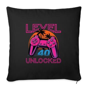 Cadeau d’anniversaire de 40 ans - Niveau 40 unlocked Gamer - Housse de coussin décorative 45 x 45 cm - noir - Devant