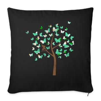Papillon arbre avec des noeuds - Housse de coussin décorative 45 x 45 cm - noir - Devant