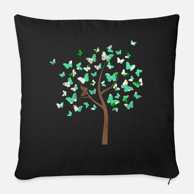 Schmetterling Baum mit Schmettetlingen - Sofakissenbezug 45 x 45 cm - Schwarz