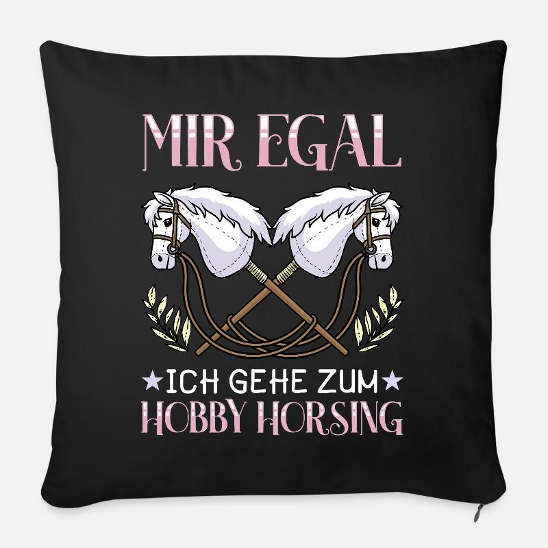 Hobby Horsing Pferde Hobbyhorse Hobby Horse - Sofakissenbezug 45 x 45 cm - Schwarz