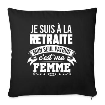 Cadeau Départ Retraite Homme Humour Papy Retraité - Housse de coussin décorative 45 x 45 cm - noir - Devant