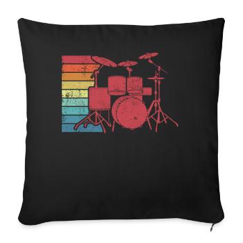 Schlagzeug Schlagzeuger Retro - Sofakissenbezug 45 x 45 cm - Schwarz - Vorne