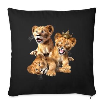 3 petits lions, enfants lions, bébés lions - Housse de coussin décorative 45 x 45 cm - noir - Devant