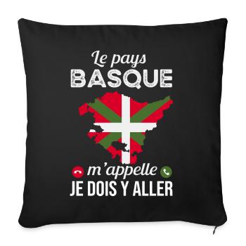 Le Pays Basque M'appelle Cadeau Humour - Housse de coussin décorative 45 x 45 cm - noir - Devant