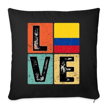 I Love Colombia drapeau pour la fierté colombienne - Housse de coussin décorative 45 x 45 cm - noir - Devant