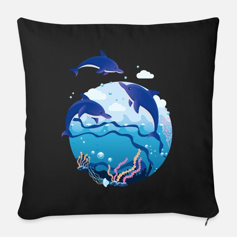 Delfin - Sofakissenbezug 45 x 45 cm - Schwarz