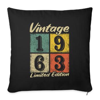 Legendary since 1963 - year of birth 1963 vintage - Sofa pillowcase 17,3'' x 17,3'' (45 x 45 cm) - black - Front