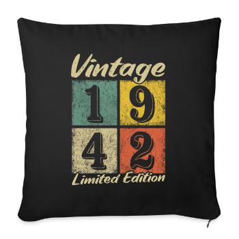 Legendary since 1942 - year of birth 1942 vintage - Sofa pillowcase 17,3'' x 17,3'' (45 x 45 cm) - black - Front