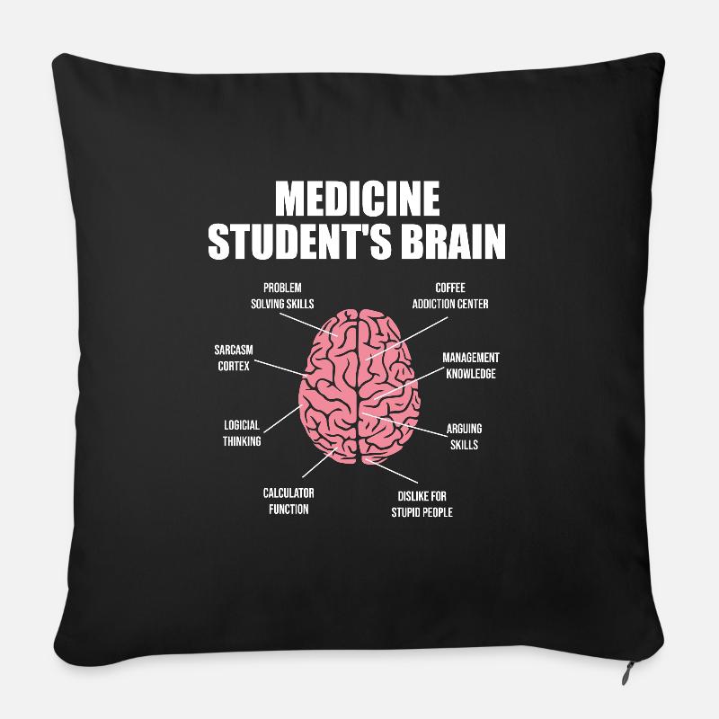 Medicine Student's Brain Medizin Student Gehirn - Sofakissenbezug 45 x 45 cm - Schwarz