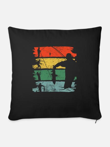 Angeln Angler Fischen - Sofakissenbezug 45 x 45 cm - Schwarz