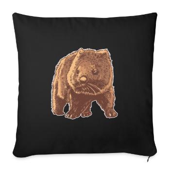 Doux Wombat cadeau marsupial Voyage Australie - Housse de coussin décorative 45 x 45 cm - noir - Devant