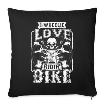 Moto Tshirt Biker Kutte Moped Bobber MC Racer - Housse de coussin décorative 45 x 45 cm - noir - Devant