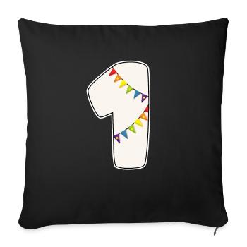 1 anniversaire 1 année nombre 1 fille arc-en-ciel - Housse de coussin décorative 45 x 45 cm - noir - Devant