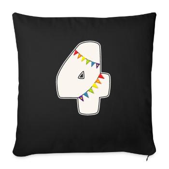 4 Birthday 4 years Number 4 Girls Rainbow - Sofa pillowcase 17,3'' x 17,3'' (45 x 45 cm) - black - Front