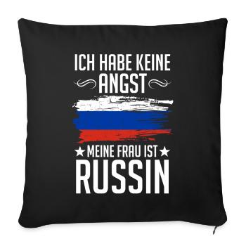 Meine Frau Ist Russin Russen Russland Russisches - Sofakissenbezug 45 x 45 cm - Schwarz - Vorne