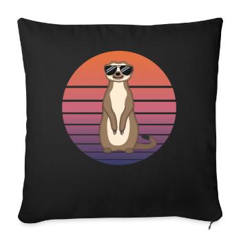 Suricate Drôle Cadeau Dames Hommes Enfants - Housse de coussin décorative 45 x 45 cm - noir - Devant